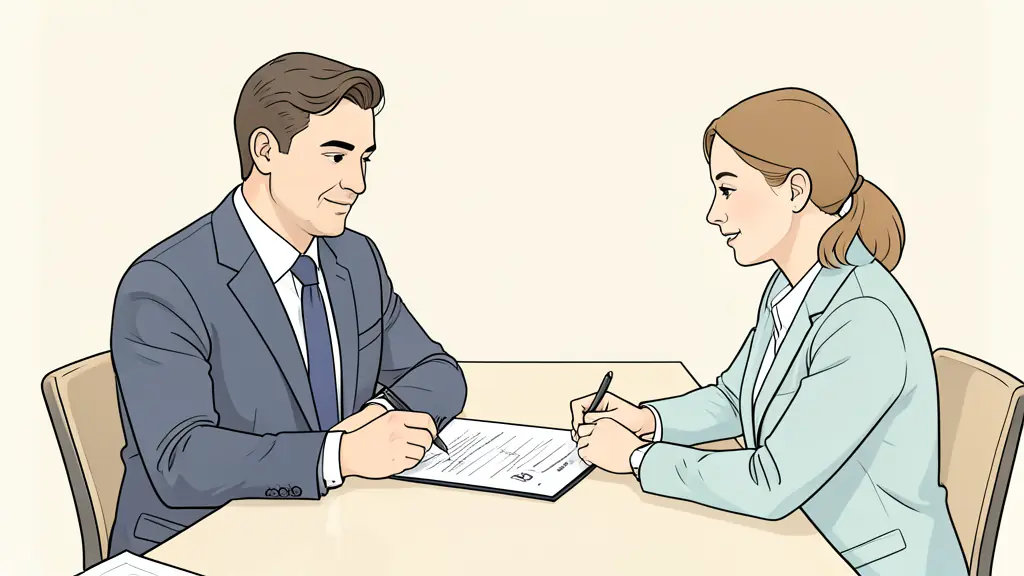 A professional office meeting showing a manager and an employee discussing a safety document, focus on a signed report, neutral corporate environment, editorial style